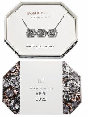 NWT Bomb Party “Bed of Sparkle” Necklace RBP5885 | Diamond Cubic Zirconia | Rhod